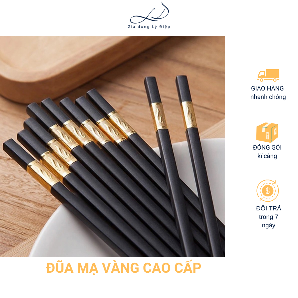 10 đôi đũa mạ vàng hàn quốc cao cấp