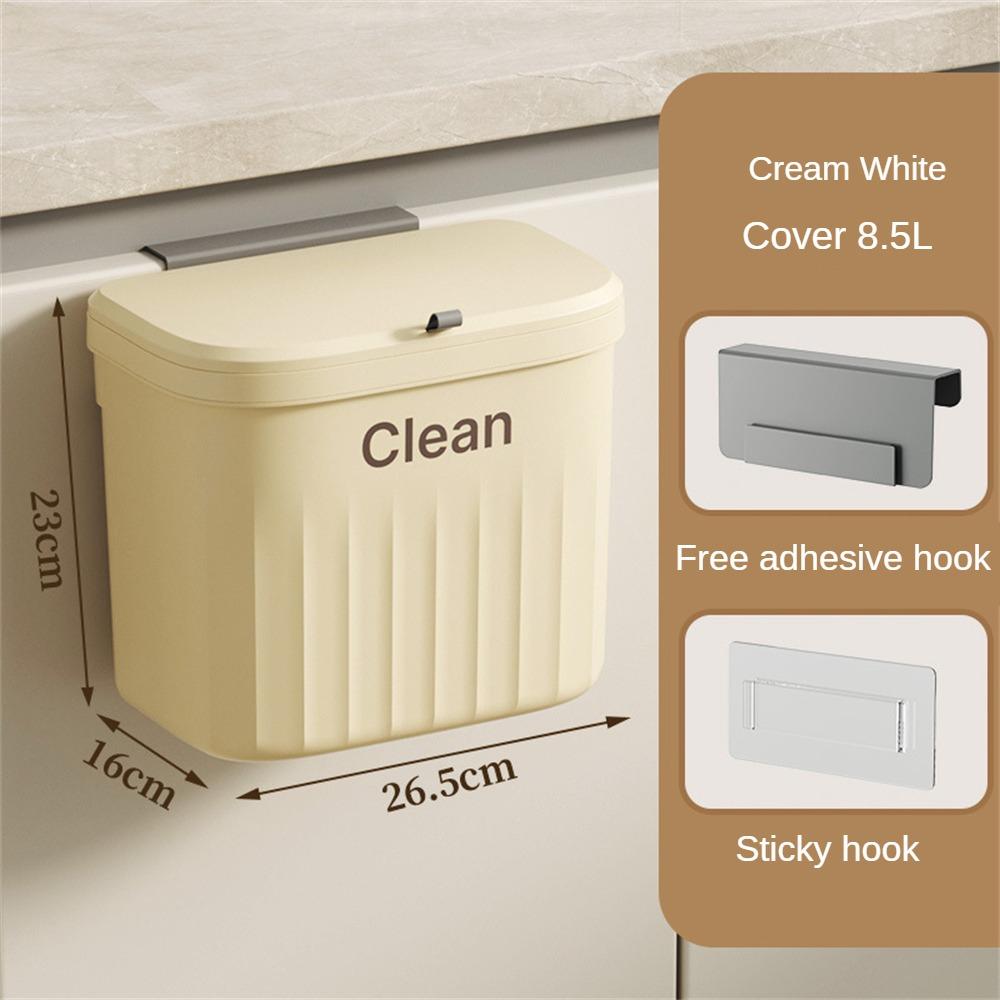 Household Plastic Flip-top Wall-mounted Trash Can Kitchen Bathroom Trash Can