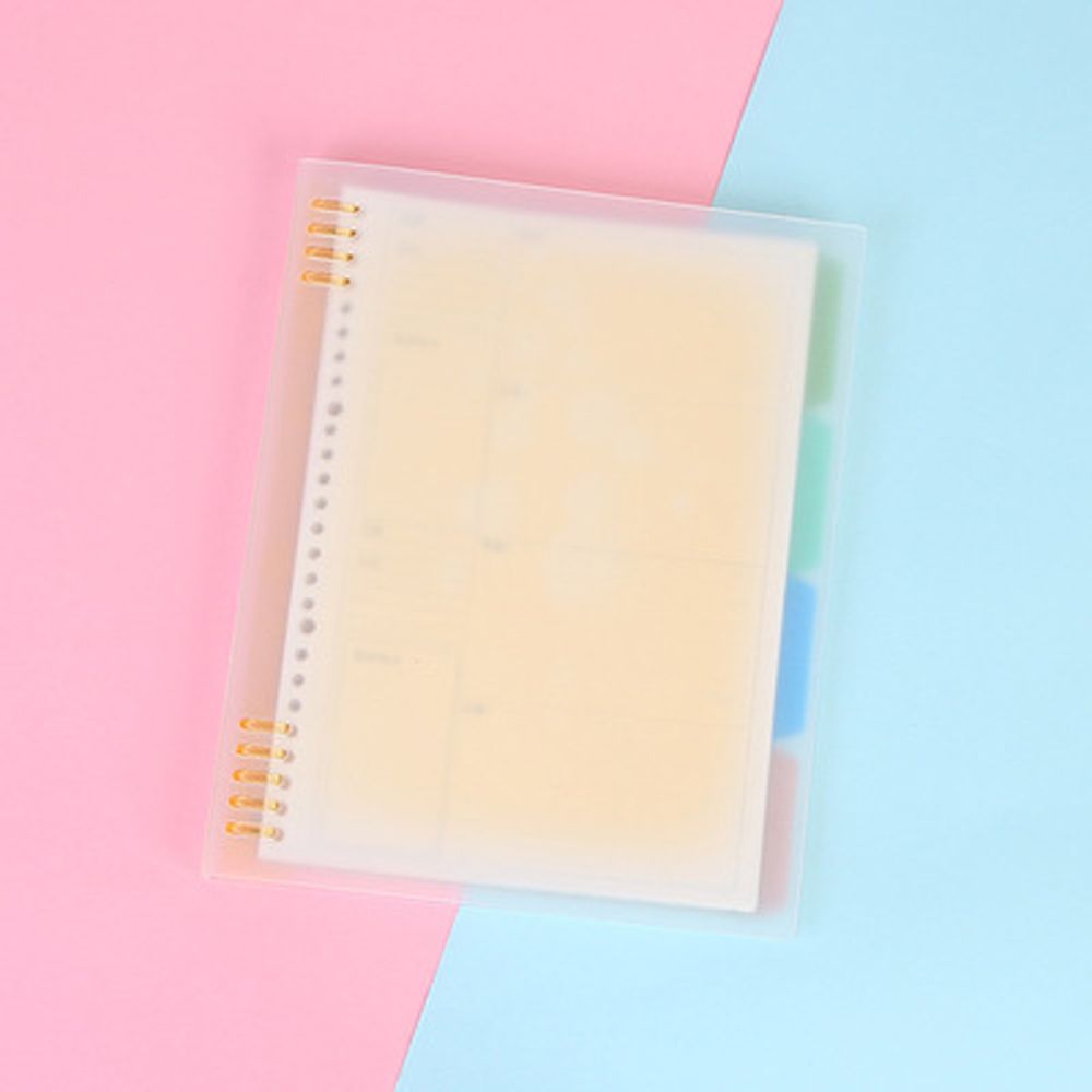 CUCLO3 Office Supplies Candy Color Stationery Loose-Leaf Handbook Transparent Frosted 9 Hole Binder Clip Loose Leaf Notebook Cover Notebook Shell Binder Notebook Cover