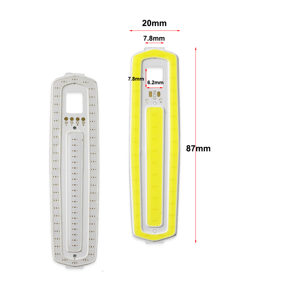 【TopazTrove】LED COB Bar DC 3V Led Lamp for DIY Bed Lightbulb 2W 3W Cold White Red Yellow Chip 87mm JQ. 