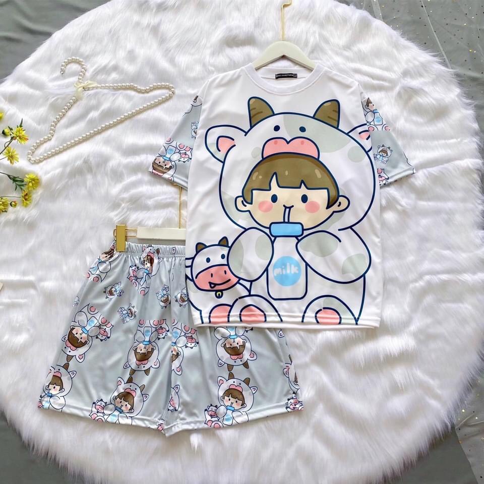 Đồ bộ hoạt hình, Set thể thao 2 món NHIỀU MẪU BST 04 Pika Fashion Freesize đến 65kg, Đồ mặc nhà nam nữ đều mặc được