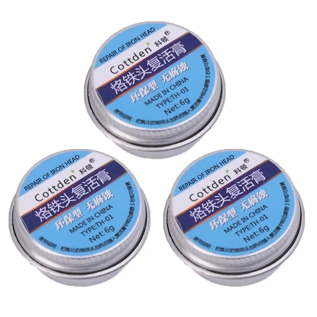 3pcs Soldering Iron Tip Refresher Non-stick Tin Solder Cream Clean Paste for Oxide Head Resurrection Oxidative Activator