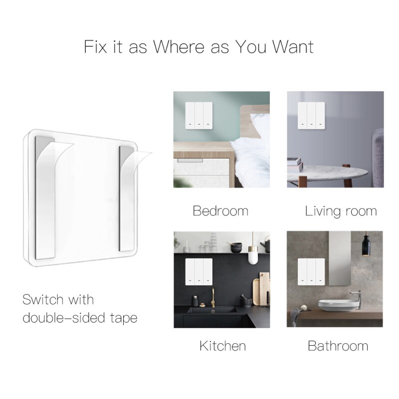 Tuya Zigbee Smart Switch 1/2/3 Gang Wireless Wall Push Button Scene Switch Battery Powered Smart Home Smart Life Remote Control