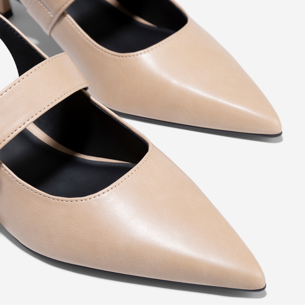 [Voucher 10%] Vascara Giày bít mũi nhọn slingback phối quai - BMN 0658