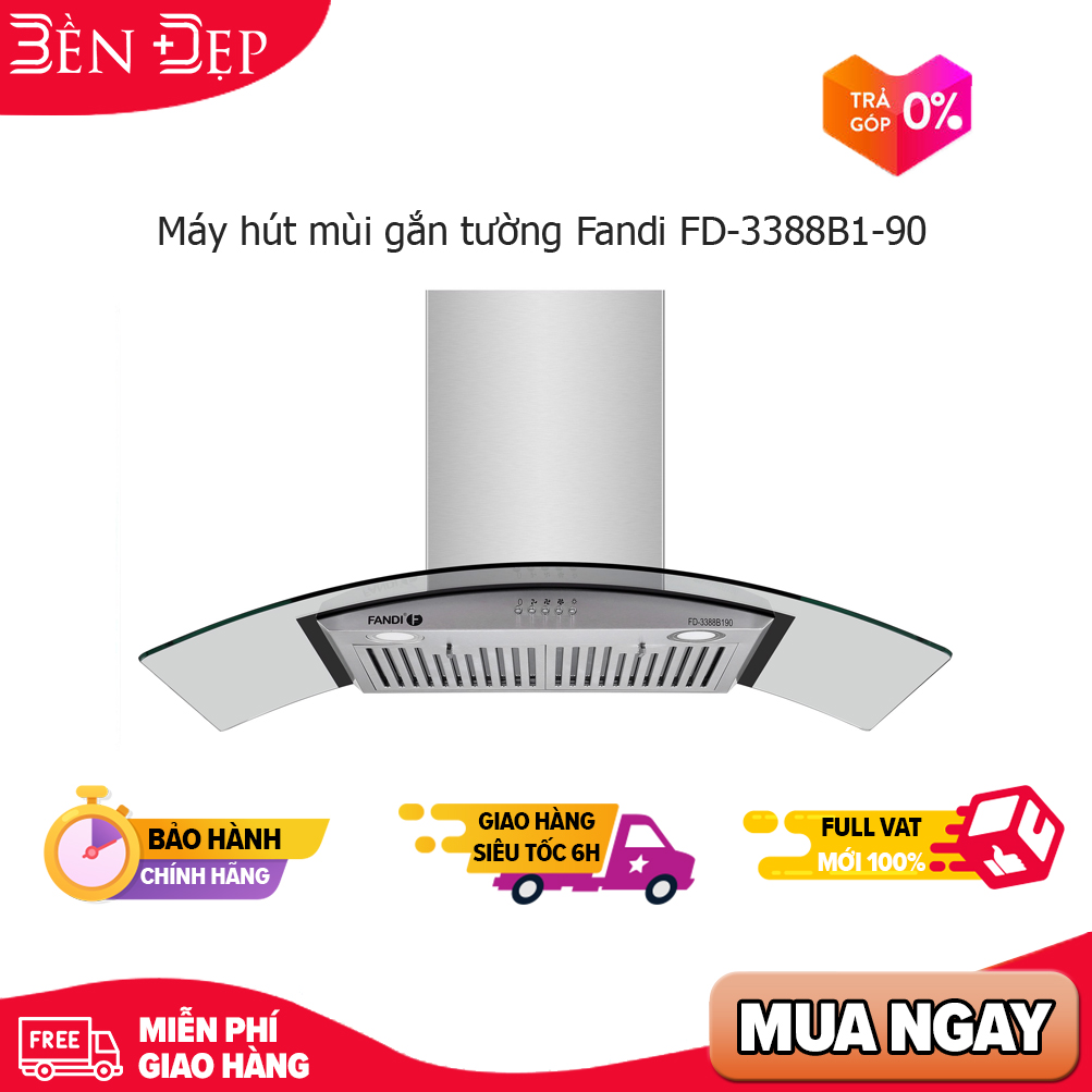 [TRẢ GÓP 0%] Máy hút mùi gắn tường Fandi FD-3388B1-90 (Giá áp dụng giao tại HN, HCM& các tỉnh liên hệ shop)