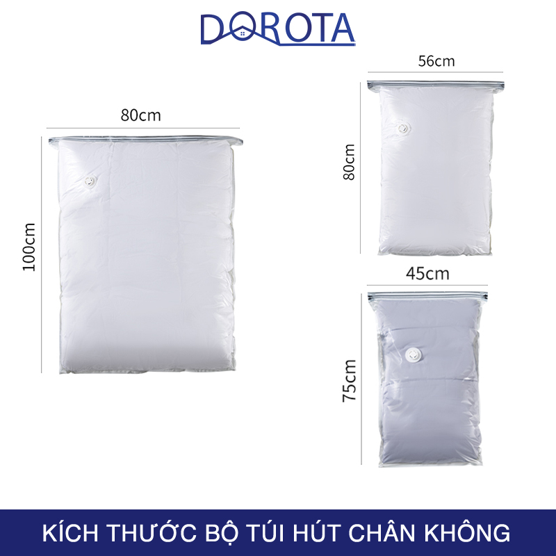 Bộ túi hút chân không cao cấp DOROTA không cần dùng bơm bọc bảo quản quần áo chăn gối mền...
