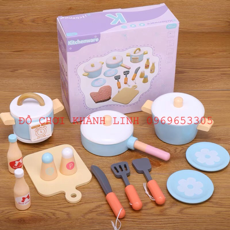 SET 6 MÓN ĐỒ CHƠI NHÀ BẾP BẰNG GỖ CHO BÉ