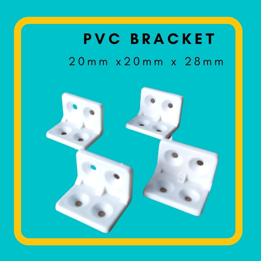 PVC white L Angle support Bracket 20mm x 20mm x28mm x3mm / plastic L