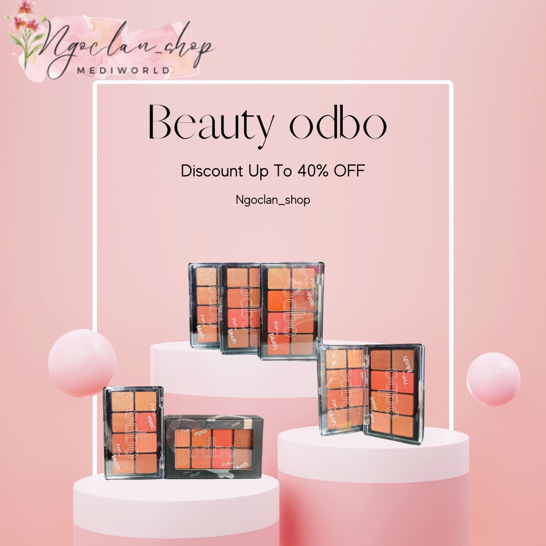Sét Phấn Mắt Kèm Má Hồng Tông Đỏ Cam Cháy Có Nhũ Odbo OD1022 2 Tầng