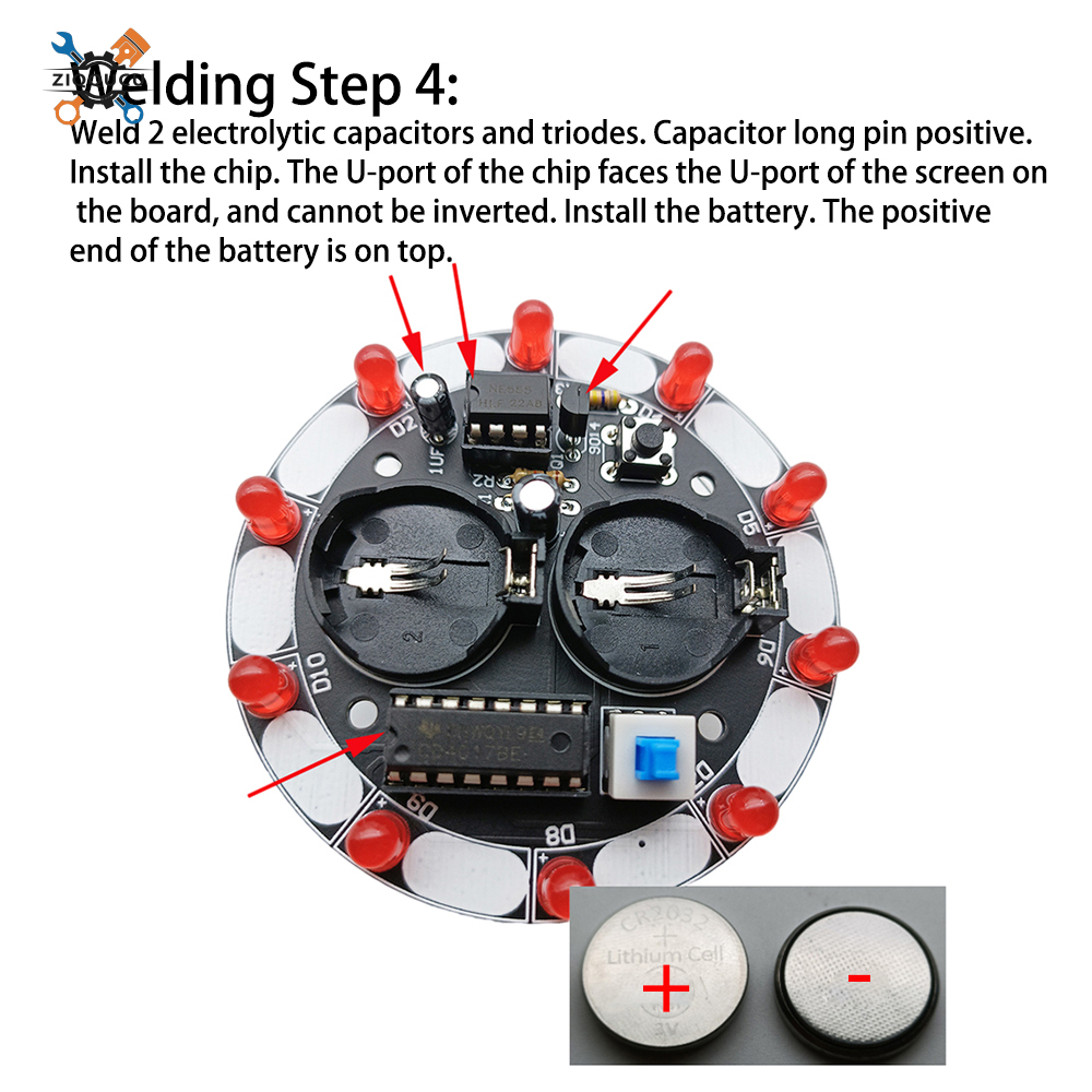 Ziqqucu Lucky Turntable LED Flashlight DIY Electronic kit Welding Project Training Module DIY Kit for Learning Training