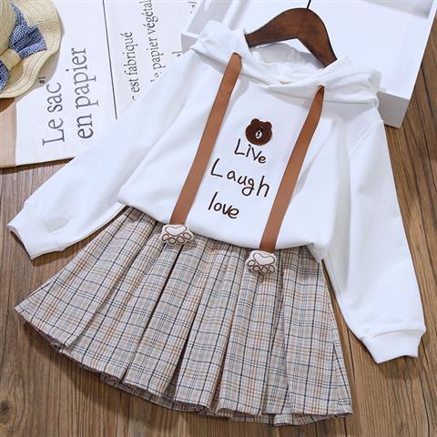 AA18-[Hàng Có Sẵn] Set Áo Sweatshirt Kèm Chân Váy Cho Bé Gái