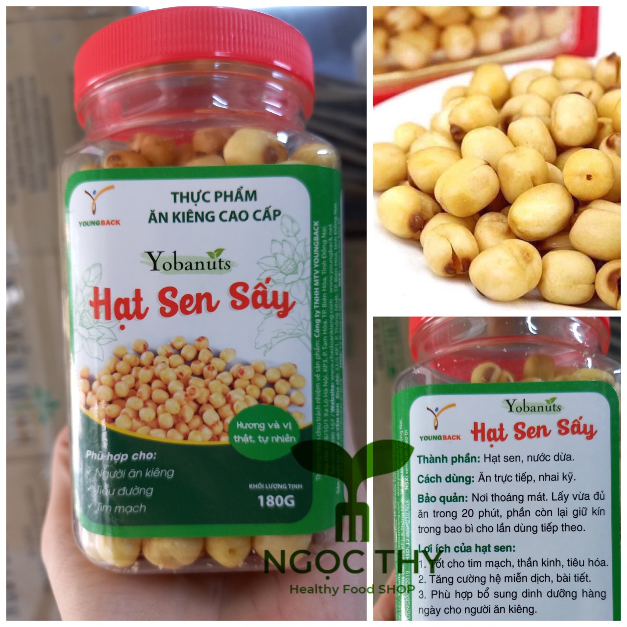 Hạt sen nước dừa sấy Youngback dành cho người tiểu đường ăn kiêng hộp 200g