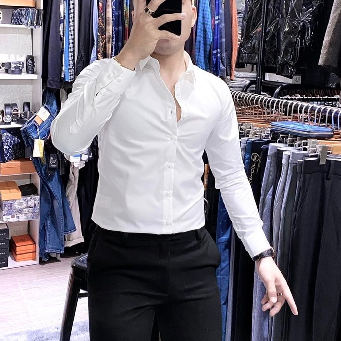 Sơ Mi Lụa Cotton Trắng Trơn