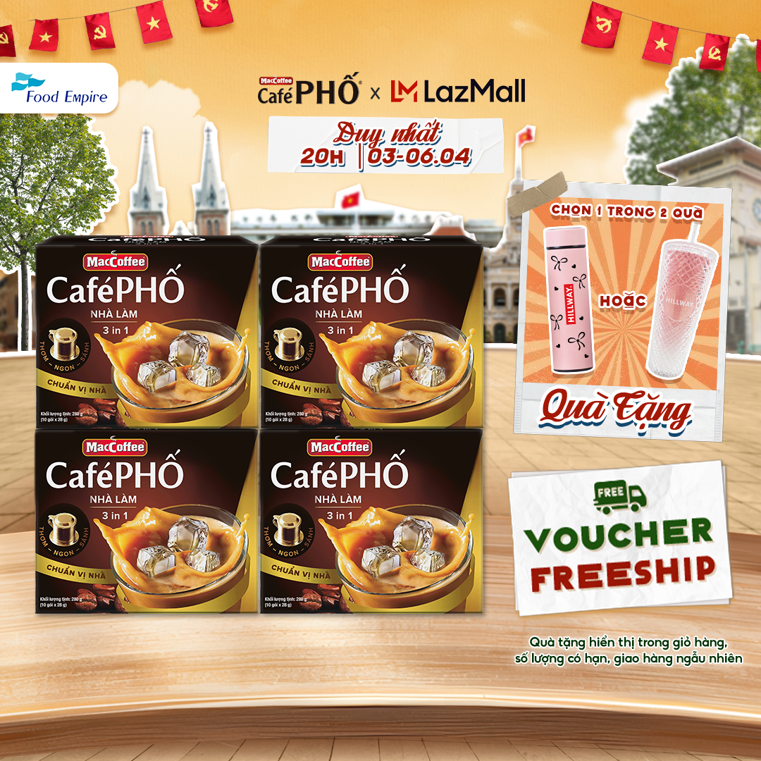 Combo 4 hộp Cà phê Phố Nhà làm - MacCoffee (hộp 10 gói x 28g)