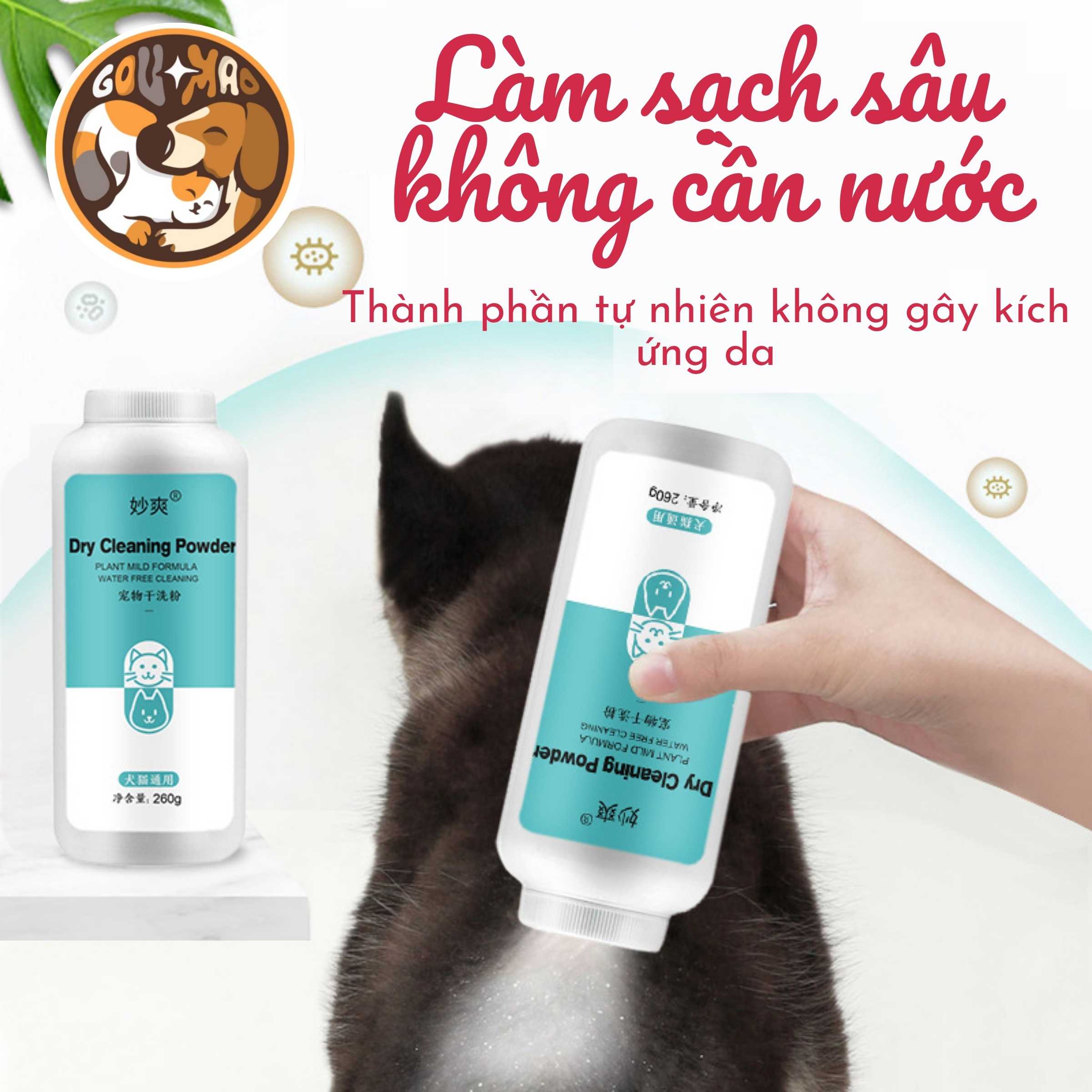 PHẤN TẮM KHÔ  CHO CHÓ MÈO MIAOSHUANG