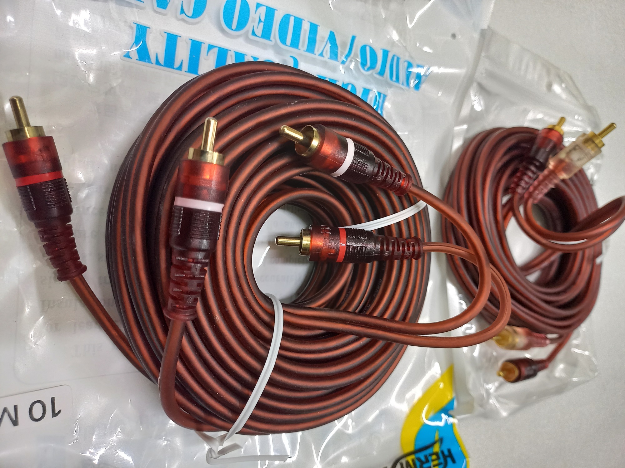 Cáp loa 4 đầu hoa sen RCA dài 5M/10M cao cấp (Dây AV 4 đầu)
