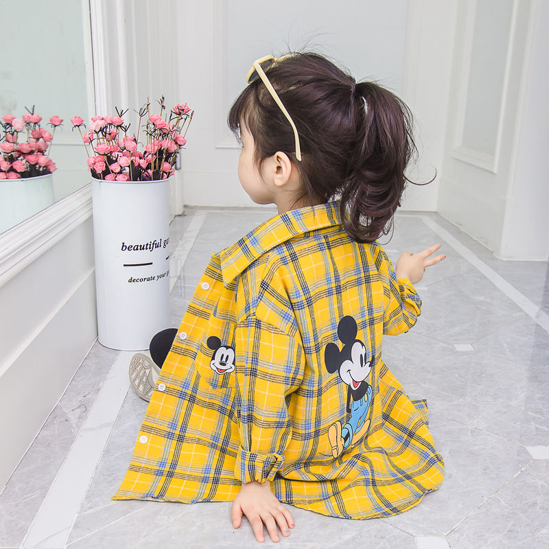 110-170 girls korean cotton long sleeve shirt plaid bottoming blouse for 2-14 years old