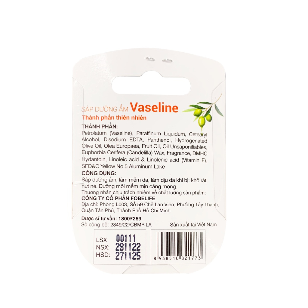 Son dưỡng môi Vaseline Lip Therapy 7g