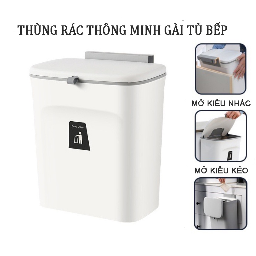 Thùng Rác Thông Minh 9L Kẹp Tủ, Dán Tường