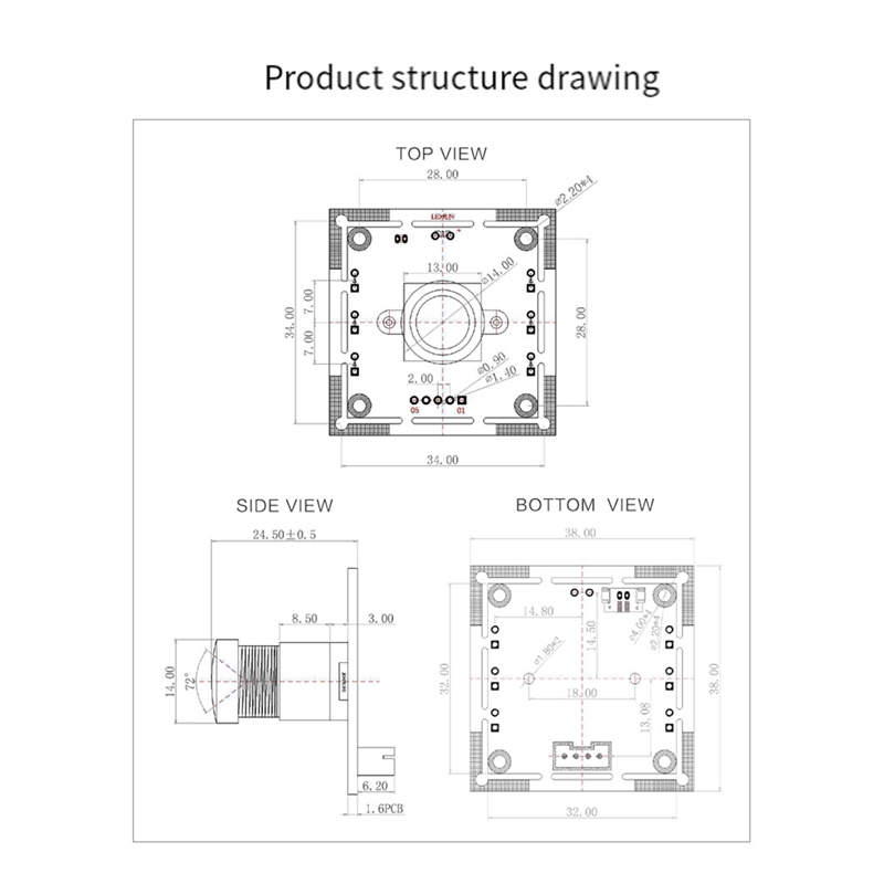 720P Camera Module 180°Panoramic Wide Angle with Distortion OV9732 Module 1MP Replacement Accessories for Android Linux Windows UVC OS