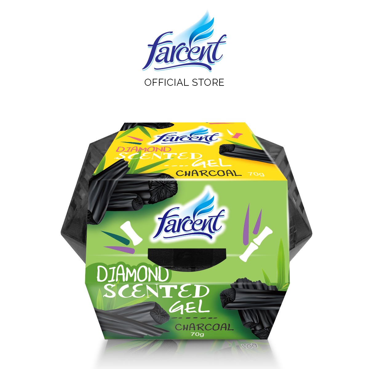 Farcent Scented Gel Diamond Air Freshener Charcoal Peach Lavender