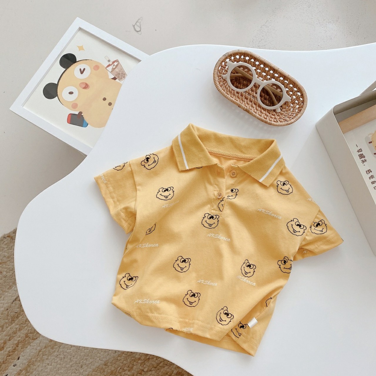 Áo thun bé trai và áo thun bé gái, Áo polo cho bé 7-17kg VS027 - áo phông cho bé in hình ếch con đáng yêu