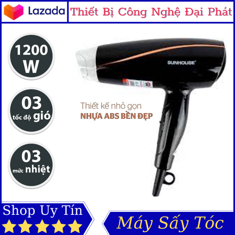 Máy Sấy Tóc SHD2306 Máy Sấy Tóc Sunhouse Màu Đen Với 3 Chế Độ Gió Và 3 Mức Nhiệt