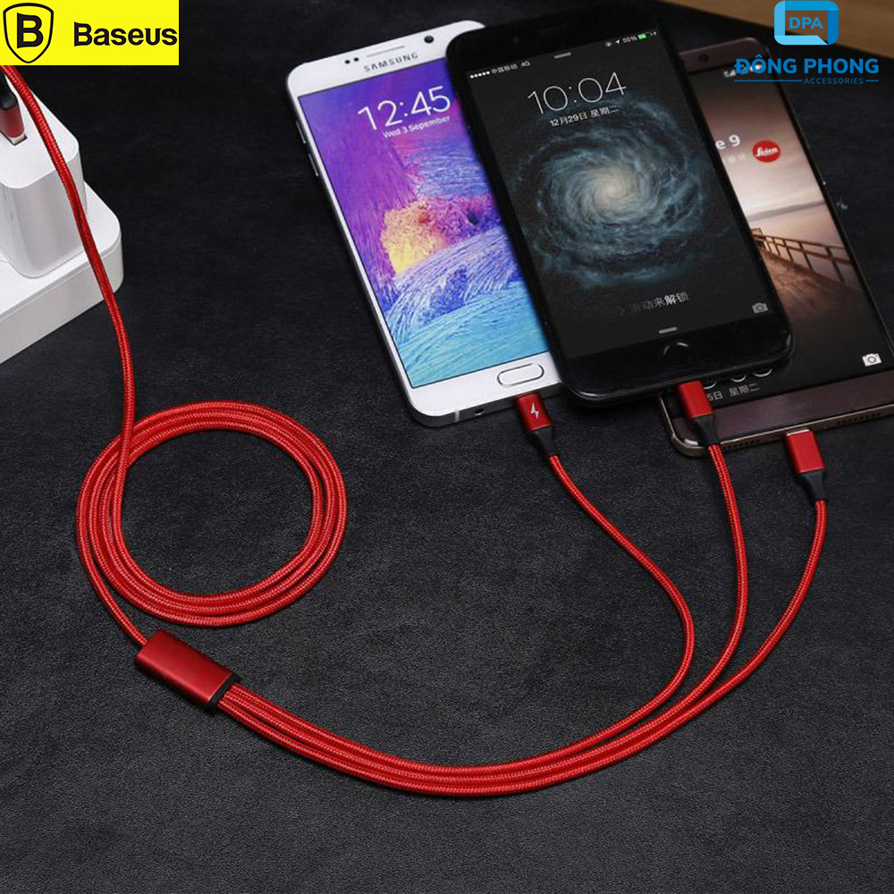 Cáp Sạc Đa Năng 3 Đầu Baseus Dây Dù Siêu Chắc Chính Hãng