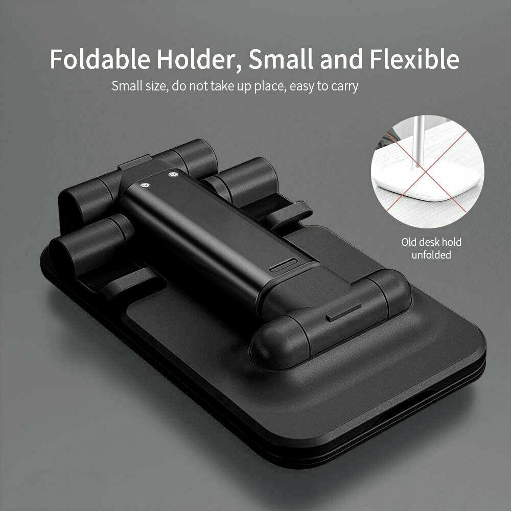 amagogo Universal Foldable Adjustable Desktop Phone Stand Swivel Holder for Smartphone Dark Blue
