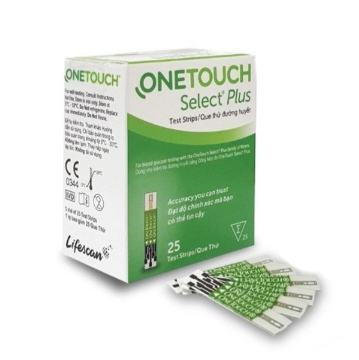 Que Thử Đường Huyết OneTouch Select Plus, Hộp 25 Que, Date Mới