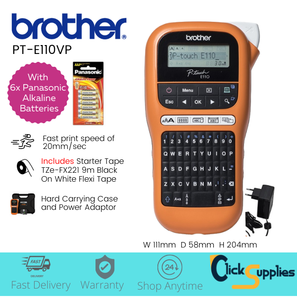 Brother Label Printer PTE110VP With Hard Carrying Case For Industrial Labelling E110VP Lazada