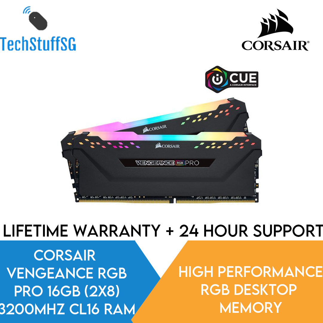 CORSAIR Vengeance RGB PRO 16GB (2 x 8GB) DDR4 3200MHz C16 DIMM