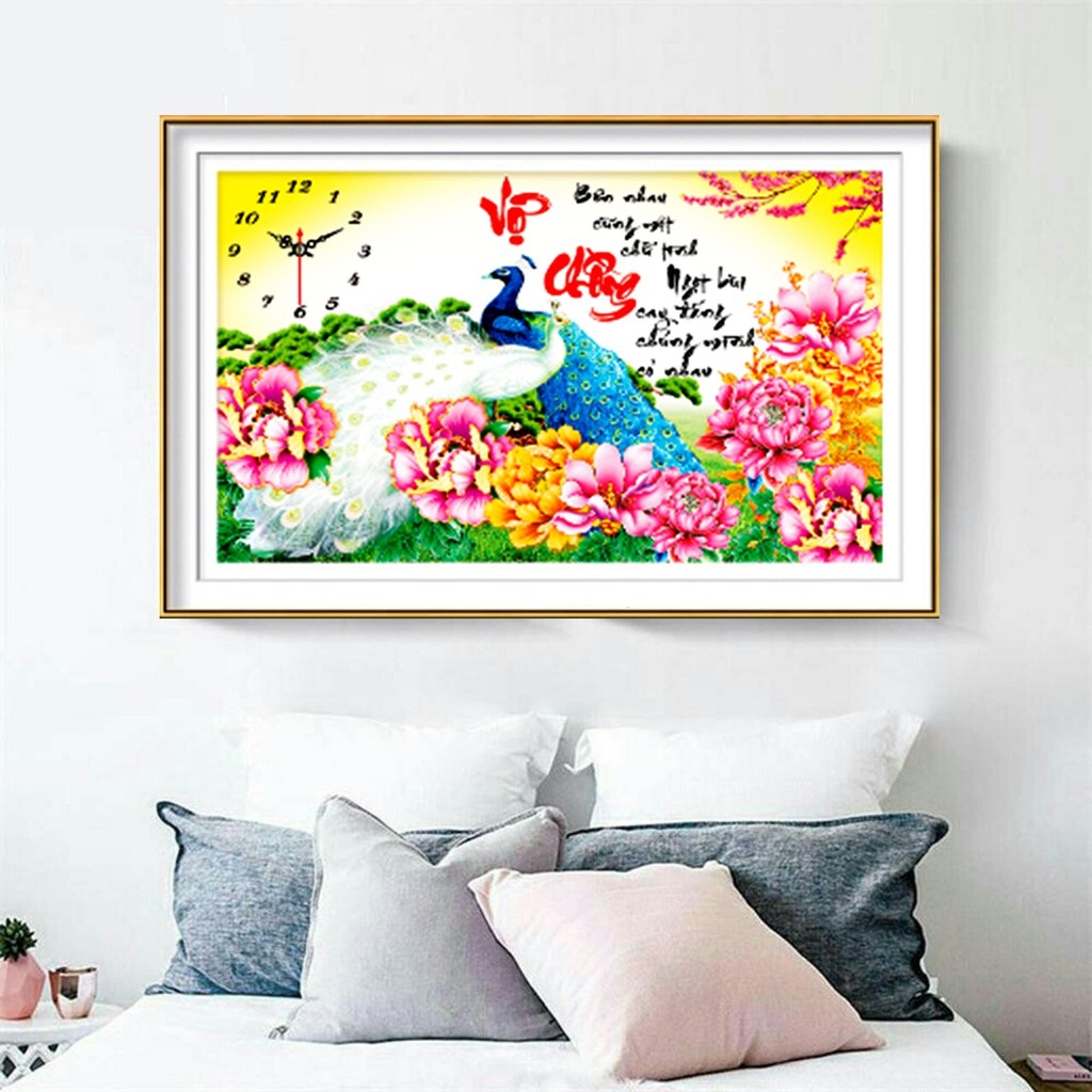 [HCM]Tranh thêu chữ thập Vợ chồng công LV3122 - tự thêu-NgocThinhShop