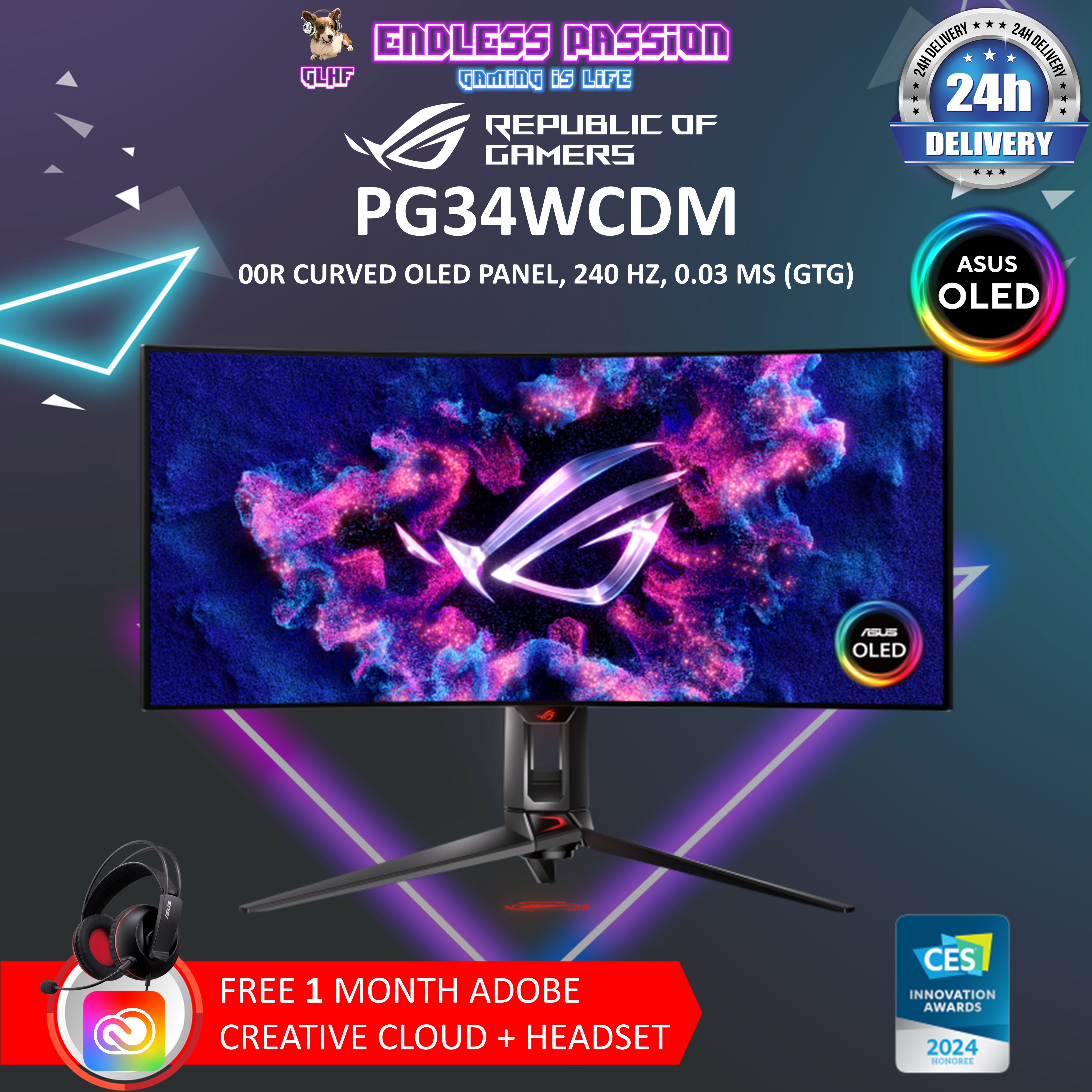 ASUS ROG Swift OLED PG34WCDM Gaming Monitor | Lazada Singapore