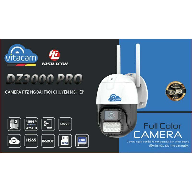Camera Ngoài Trời Vitacam DZ3000 PRO 2022- 3.0Mpx 1296P Ultra HD thumbnail
