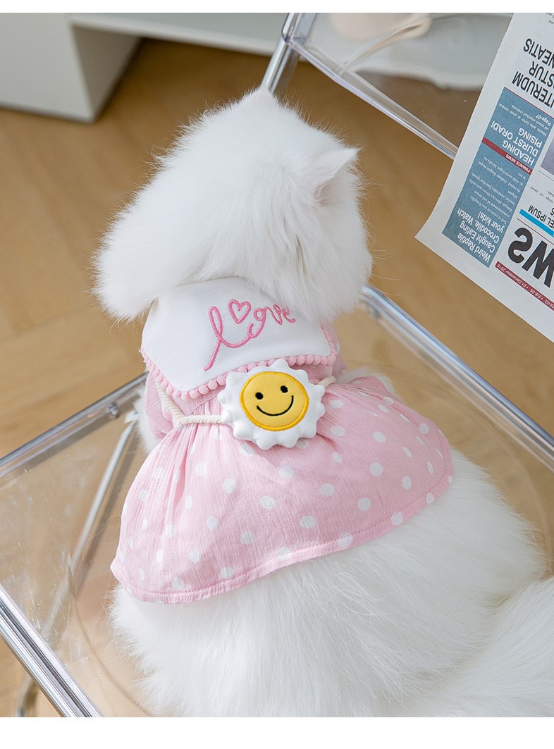 váy đầm tiểu thư chấm bi cho chó mèo - T3 PETS SHOP