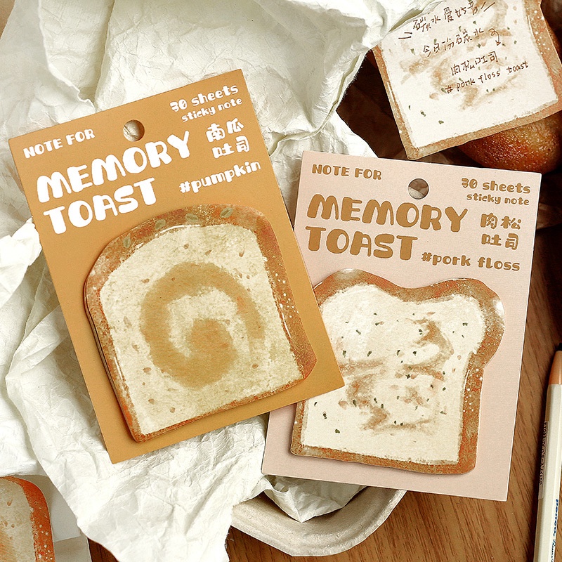 Cdaily|30pcs Memory Bread Sticky Notes Cute Sticky Notes Student Sticky Notes Paper Message Paper Memo Portable Small Notebook
