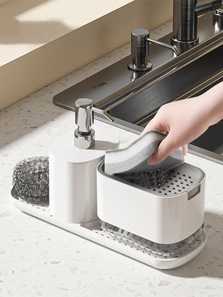 Soap Dispenser Bottle Automatic Liquid Soap Dispenser Kitchen Bath Accessories Sponge Brush Storage Box Manual Soap Dispenser