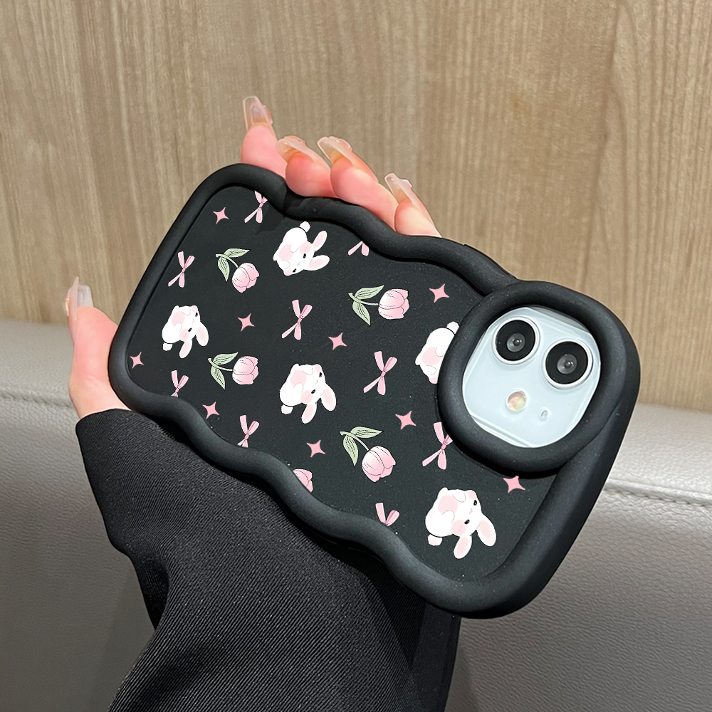TA for Vivo Y02 Y02A Y02T Back Cover Macaron Wave Soft Silicone Mobile Phone Cover Rabbit Flowers Pattern Case. 