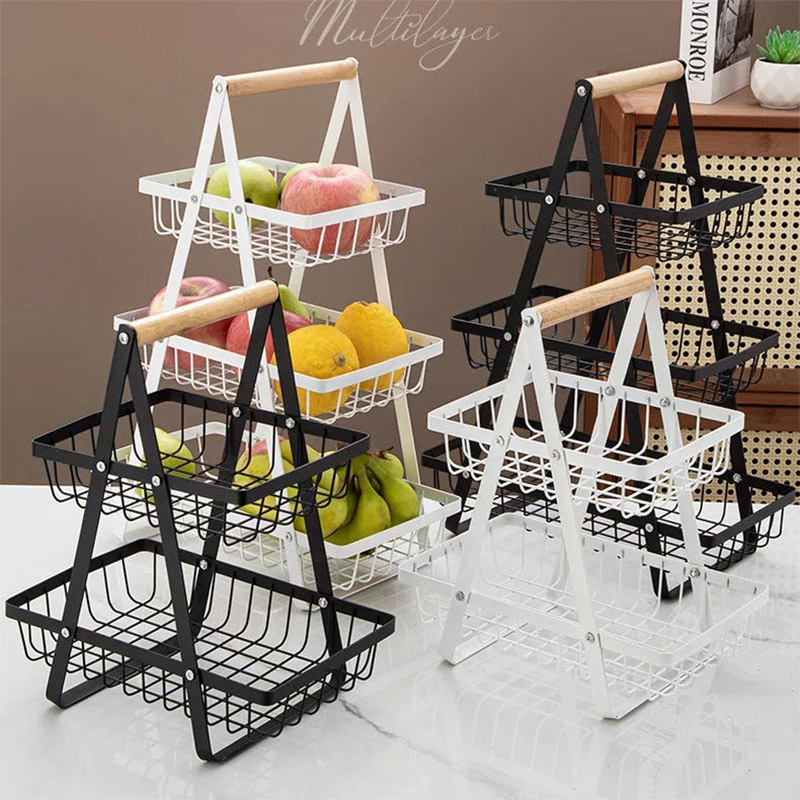 YONUO  ba lớp giá lưu trữ sáng tạo nhiều lớp lưới trống Fruit Basket nhà phòng khách trái cây sấy khô đồ ăn nhẹ giá lưu trữ
