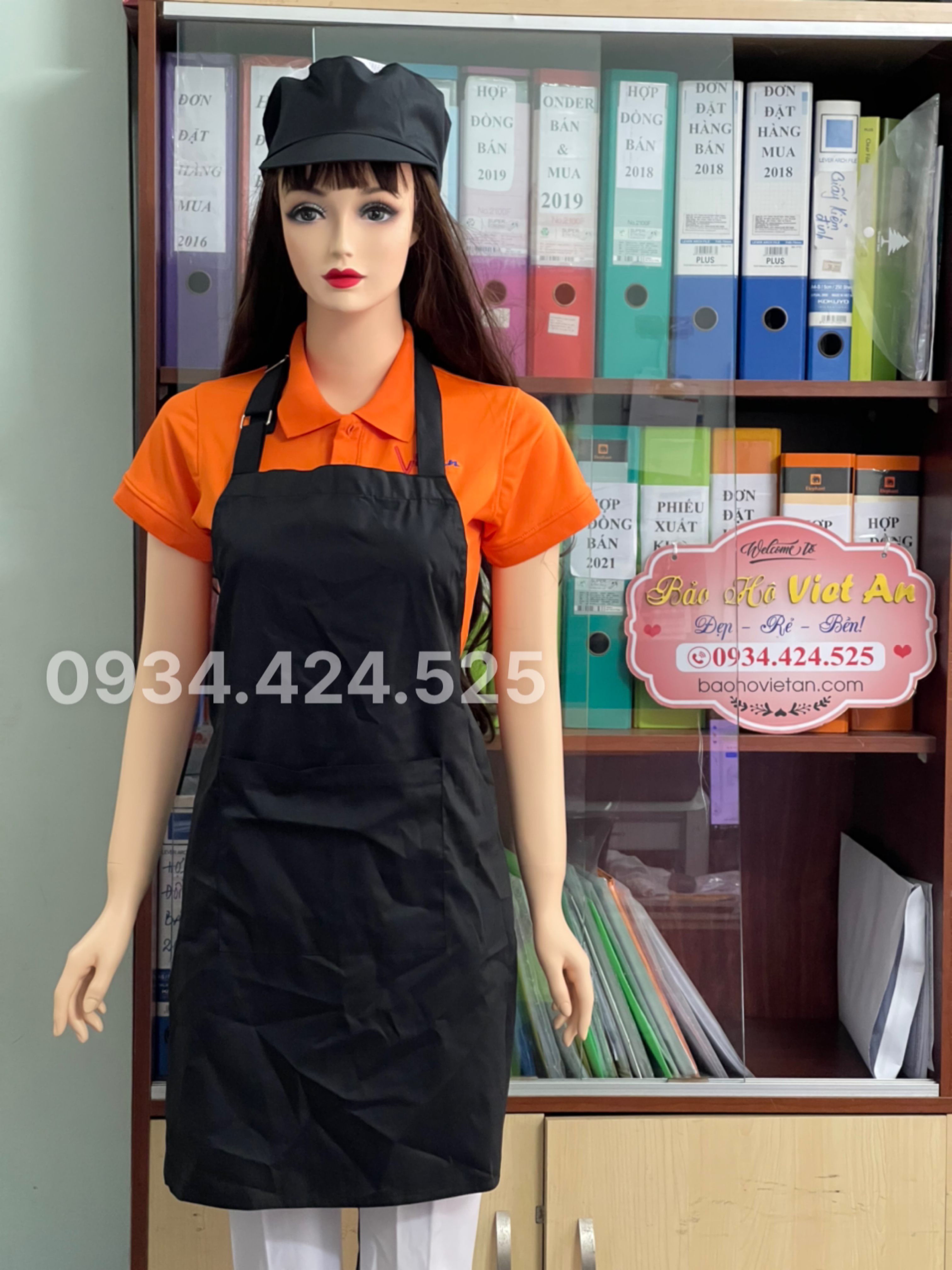 Nón+ Tạp dề yếm phục vụ trơn đủ màu - Tạp dề pha chế Tạp dề đồng phục Tạp dề vải kaki mềm mịn.