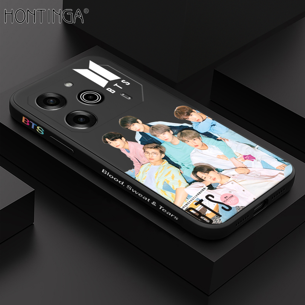 Hontinga for Tecno Pova 6 Pro 5G Back Cover Fashion Cool BTS Side Design Phone Case Square Soft Liquid Silicone Mobile Cover