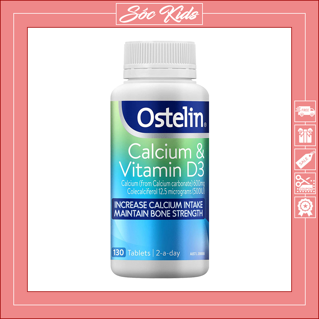 Ostelin canxi và vitamin d3 dành cho trẻ trên 12 tuổi và canxi bầu - chuẩn úc | mẫu mới | date 2024 | sóc kids