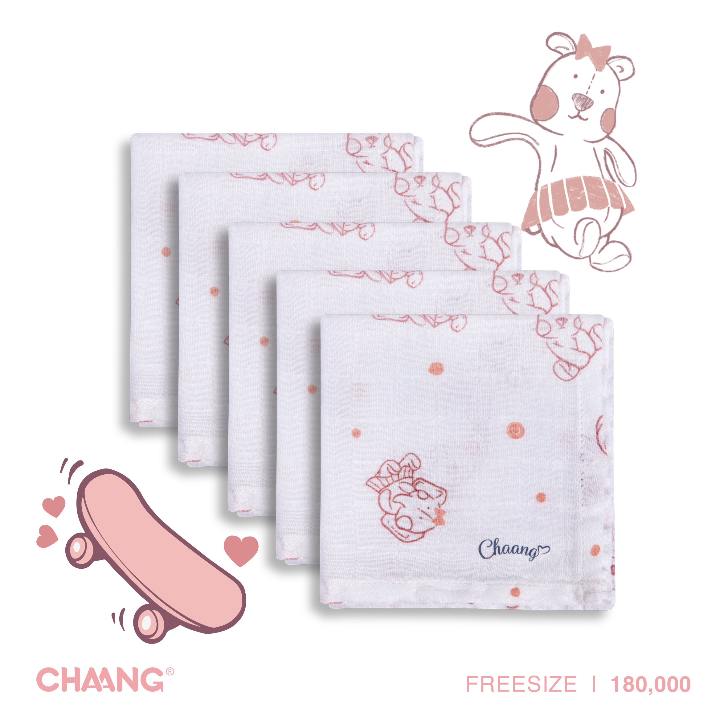 [CHAANG]SET 5 chiếc khăn sữa cho bé thỏ bông kích thước 25x25cm Chaang