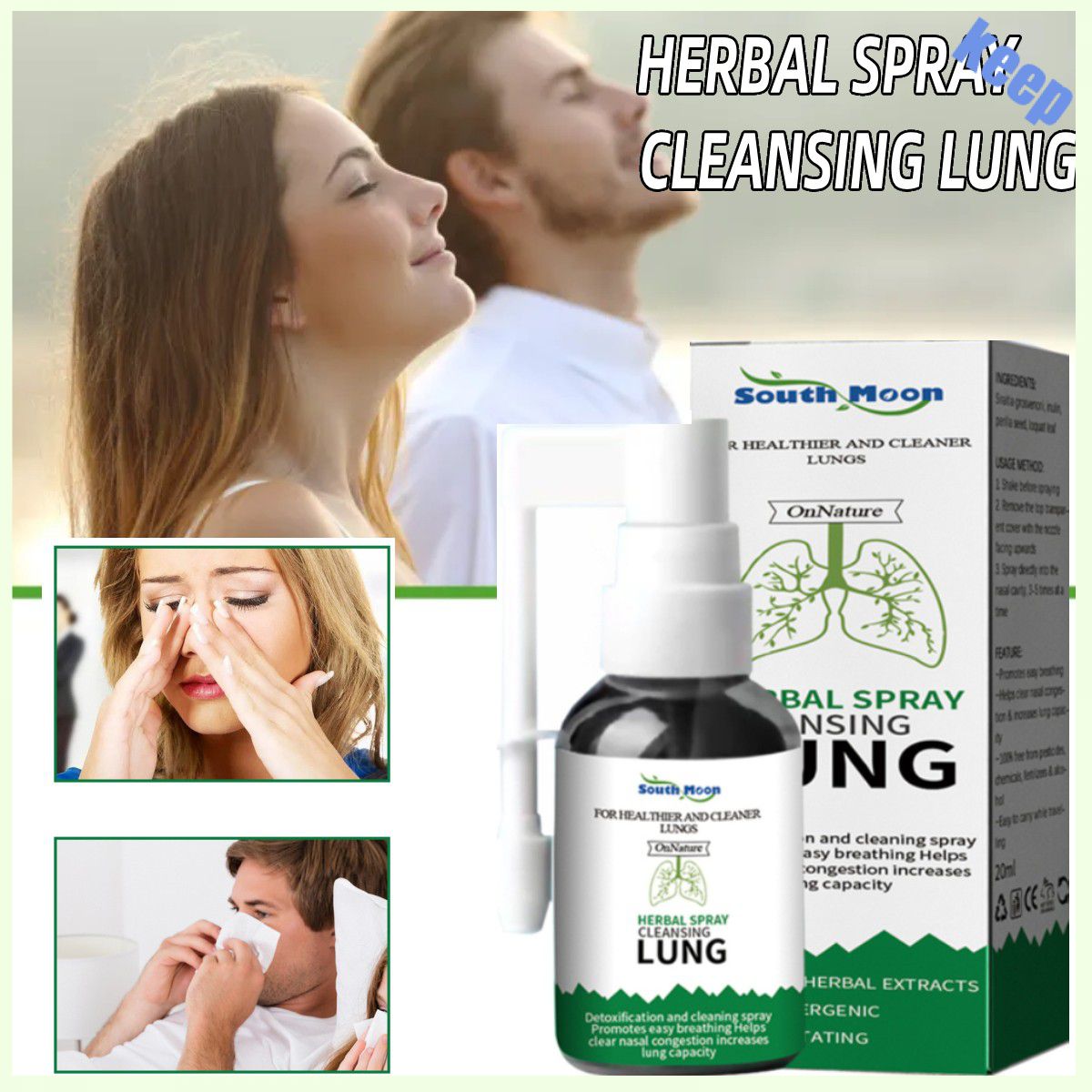 Keepyoung South Moon Throat Spray Lung Cleaning Detoxification Quit