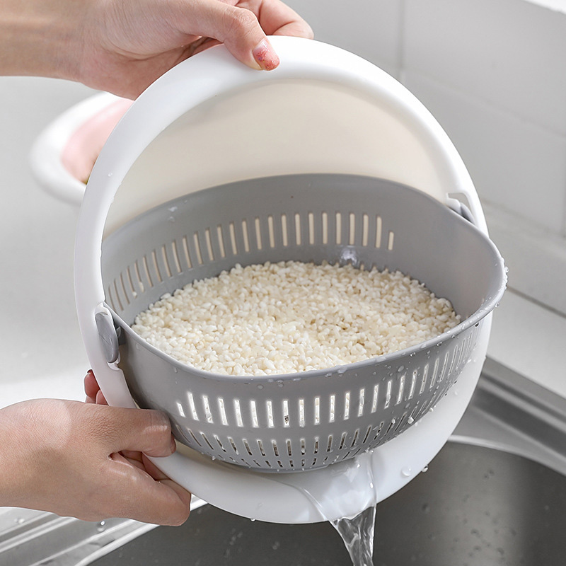 【I was hyLed uL】Double Drain Rice Washing Colander Basket Bowl Washing ...