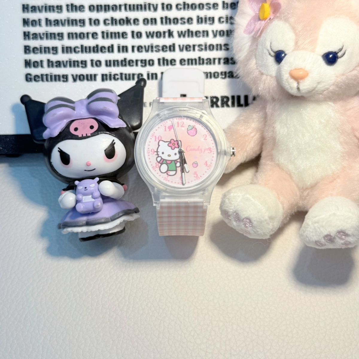 【Factory Store】Grid Hello Kitty卡通儿童手表 - Sanrio小学生石英表,适合男孩和女孩,作为儿童礼物.