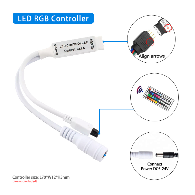 44 Key RGB LED Controller Controller SingleDual Output Connectors DC 12V 24V IR Remote Control for 5050 3528 2835 USB LED Strip Light