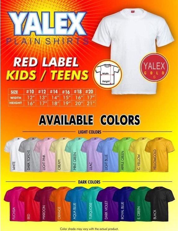 [LOWEST PRICE] KIDS YALEX RED LABEL UNISEX ROUND NECK PLAIN SHIRTS ...