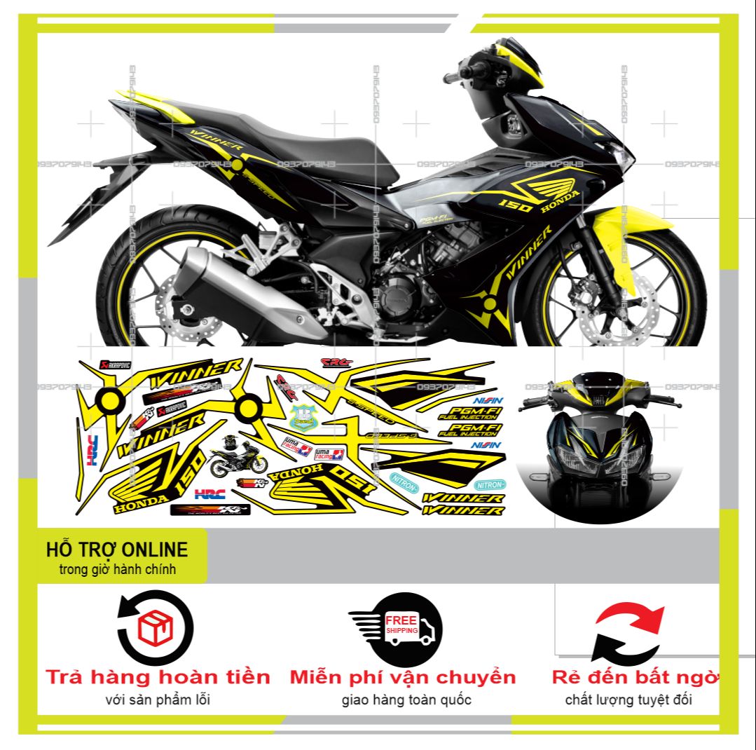 TEM RỜI WINNER X VÀNG ĐEN KHÔI DECAL